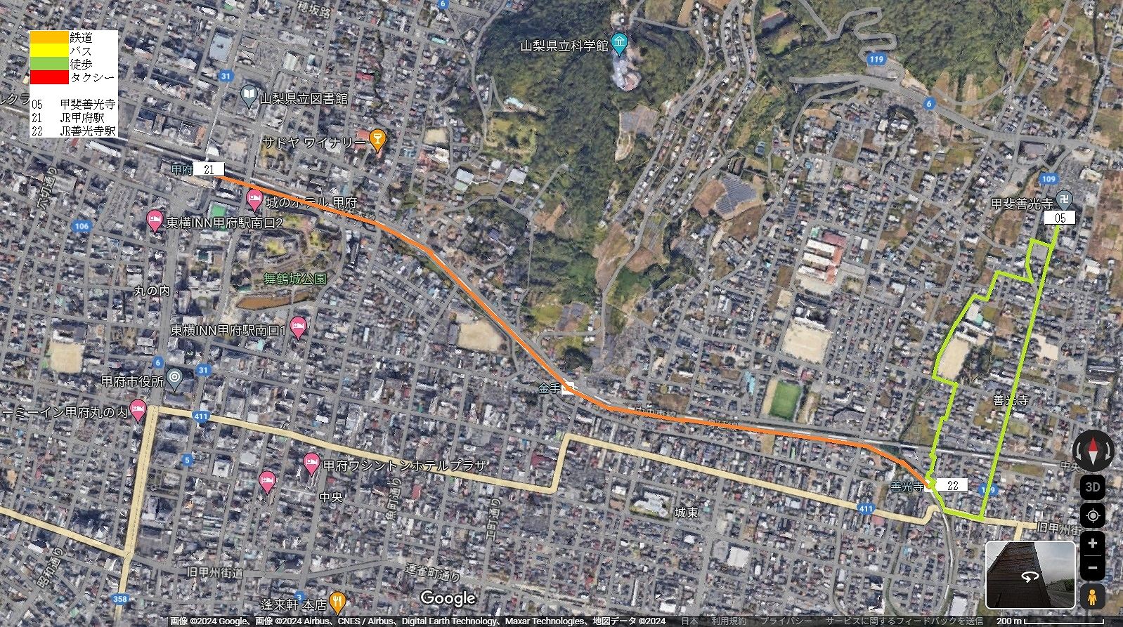 甲府市東部  の地図